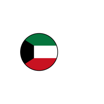 Round icon button with the official national flag of kuwait design Vector