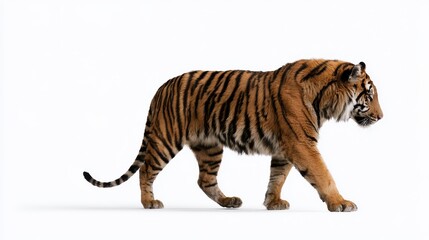 Obraz premium Minimal studio shot of a tiger walking away with soft lighting