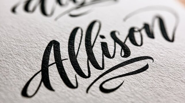 Minimalist typography: Allison written in bold calligraphic script