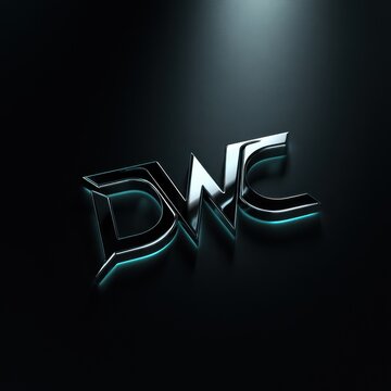 Monogram DWC lettermark design featuring neon edge glow on a dark backdrop