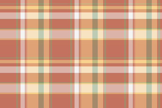 Free texture check plaid, marketing seamless background tartan. Real fabric vector textile pattern in orange and red colors.