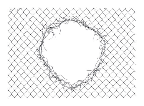 PNG Torn chain link fence hole illustration with rough border