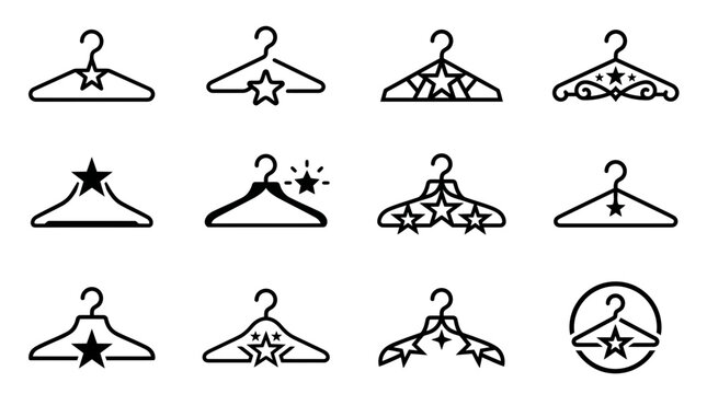 Decorative clothes hanger icons for premium fashion branding.