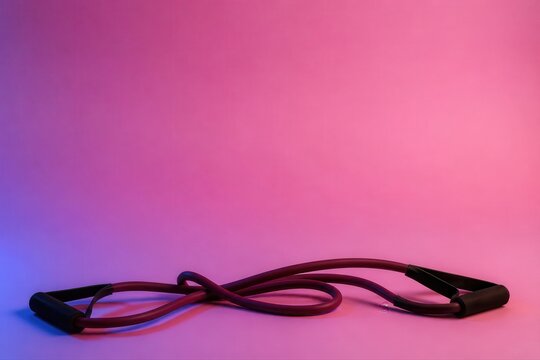 Calm jump rope on pink gradient fitness background