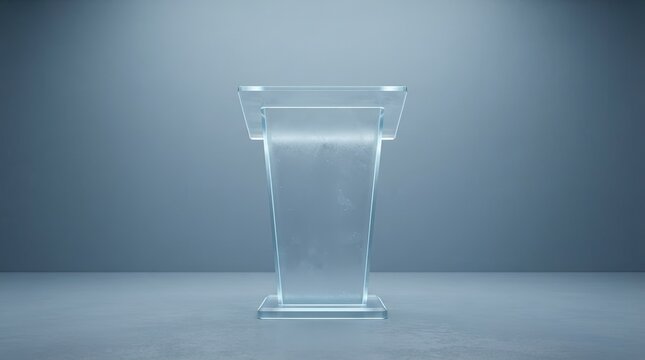Modern Frosted Glass Podium for Professional Presentation and Public Speaking on Minimalist Background