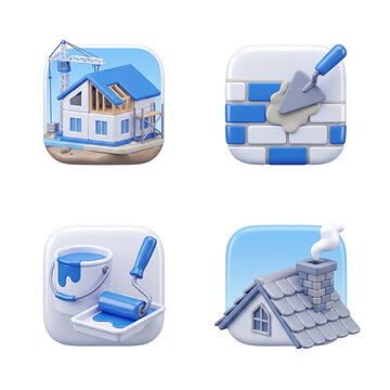 Modern construction and building icons for mobile application design