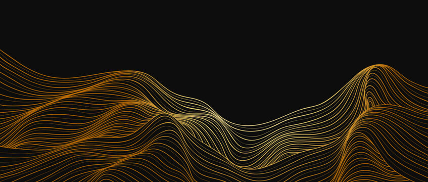 Golden Mountain line art illustration. Abstract mountain contemporary aesthetic backgrounds landscapes. use for print art, poster, cover, banner