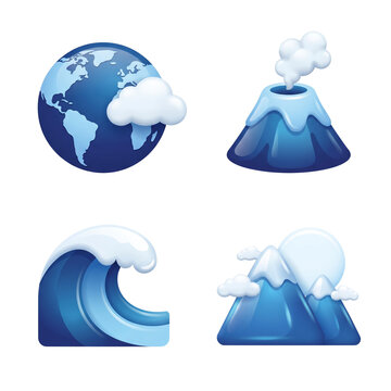 Environmental 3d icons for climate and geography concepts