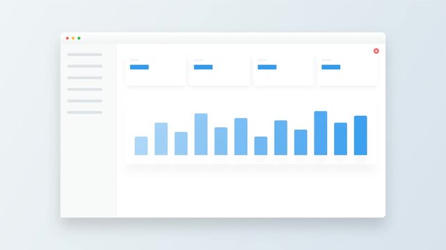 Minimalist Dashboard User Interface Animation with Data Analytics Charts