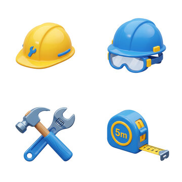 Set of construction and repair 3d icons
