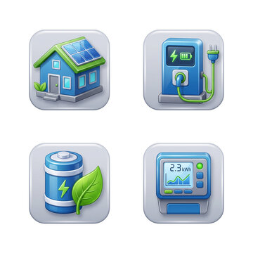 Green energy and sustainability app icon set