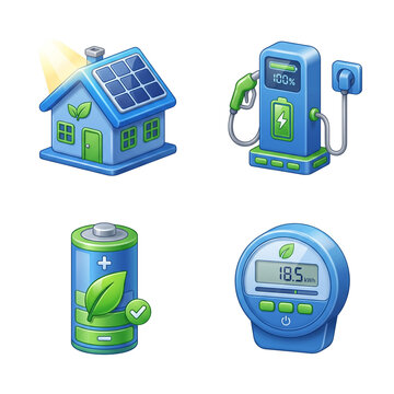Renewable energy and eco friendly 3d icons