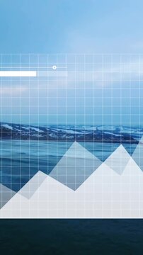 This video features statistics and financial data being processed over a transparent background
