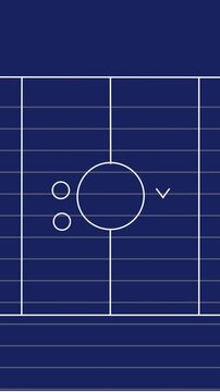 Animation of football game strategy plan against blue lined paper background