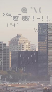 Animation of data processing over cityscape