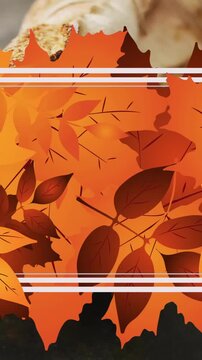 Animation of frame with fall leaves over baguettes