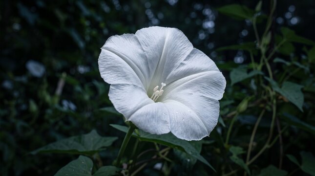 Moonflower Blooming Night White Petals Moonlight Garden
