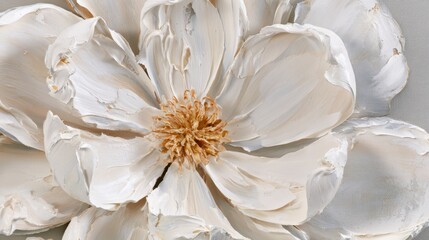 Obraz premium White flower painting showing thick impasto brushstrokes and rich texture creating a detailed floral art background