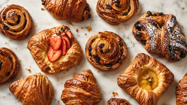 Assorted Artisan Pastries and Freshly Baked Bakery Treats