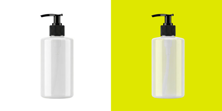 Clear plastic cosmetic pump bottle for soap or lotion product png