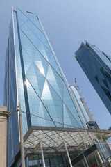 Fototapeta premium CIBC Square, global operational headquarters for the Canadian Imperial Bank of Commerce, designed by WilkinsonEyre, Adamson Associates, located at 81 and 141 Bay St, Toronto