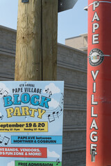 Fototapeta premium promotional wrap and 4th annual Pape Village block party sign in Toronto