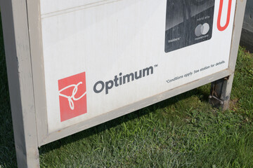 Fototapeta premium detail of a sign with PC Optimum logo, a Loblaw Companies Limited’s loyalty program in Toronto