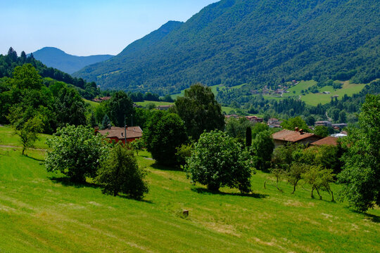 Mountain landscape at summer near Cerete Alto, in Bergamo province, Italy