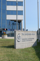 Fototapeta premium sign outside The Salvation Army Territorial Headquarters, Canada and Bermuda, 2 Overlea Blvd, East York, Toronto