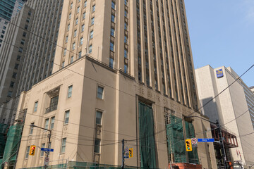 Fototapeta premium Bank of Nova Scotia Building, designed initially by John M Lyle, later Mathers & Haldenby, with Beck & Eadie, located at 44 King St W, northeast corner at Bay St, Toronto