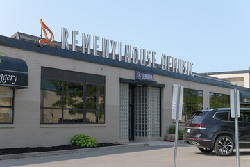 Fototapeta premium exterior of Remenyi House of Music, a musical instrument store, located at 109 Vanderhoof Av, Ste 15, East York, Toronto