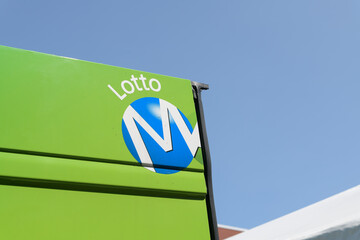 Fototapeta premium detail of OLG (Ontario Lottery and Gaming Corporation) promotional/marketing vehicle for LOTTO MAX at Taste of the Danforth 2026, Toronto