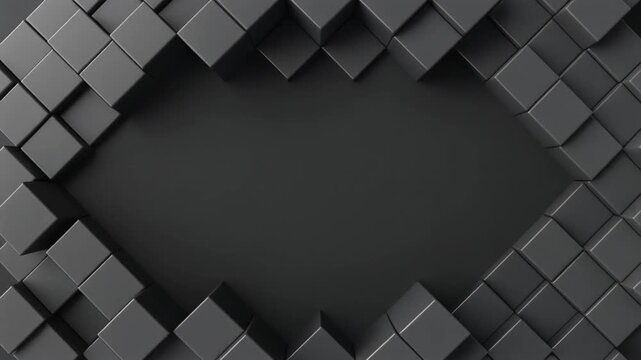 Dark grey cube wall pulsing around an empty center for text