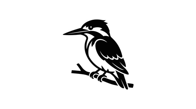 Minimalist Kingfisher Bird Vector Illustration