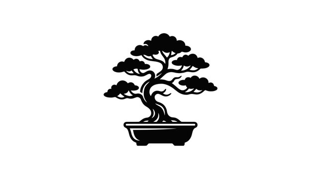 Minimalist Bonsai Tree Vector Illustration