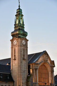 Luxembourg Central Station Clock Tower Detail Portrait