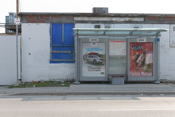 Fototapeta premium “Don’t drive after drinking” OOH bus stop posters in Toronto (Subaru Forester, Captain Morgan rum)