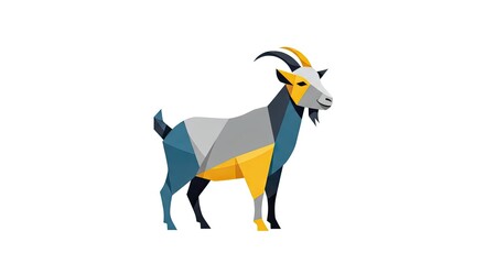 Fototapeta premium Geometric Abstract Goat Illustration on White Background for Modern Design Projects