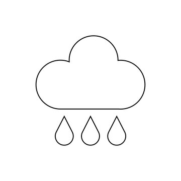 Minimalist black outline cloud and rain icon on gray background
