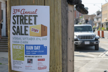 Fototapeta premium street poster in Toronto (annual Neighbourhood Street Sale in the Danforth/East York area)