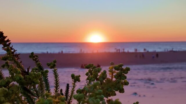 golden sunset, orange sky, ocean horizon, beach silhouette, coastal landscape, evening light, summer vacation, travel destination, peaceful mood, nature photography