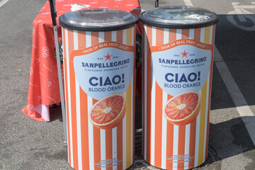 Fototapeta premium San Pellegrino event/food-service ice or beverage containers at Taste of the Danforth, 2026, Toronto