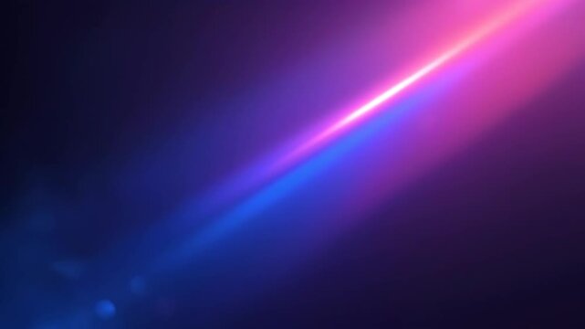 Abstract neon light beam in dark purple blue cosmic space with glowing streaks