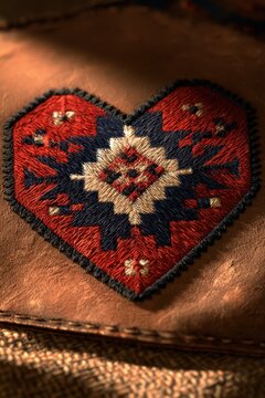 Parzenica Emblem: Highland Folk Embroidery Pattern on Leather
