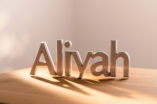 Personal branding mockup: 3D Aliyah lettering with elegant studio lighting
