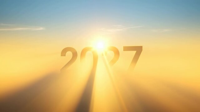 2027 sunrise over golden sky with warm light and soft clouds