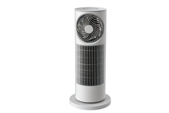 Slim tower electric fan with contemporary design isolated on transparent background