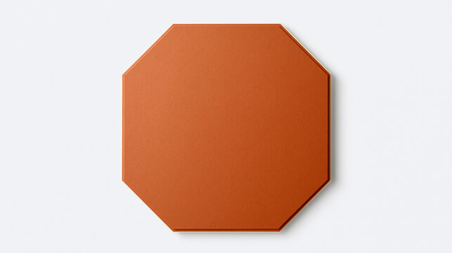 Orange Octagon Paper Sign Isolated on White Background