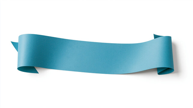 Turquoise Wavy Paper Ribbon Isolated on White Background