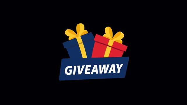 Animated Giveaway Winner Graphic with Gift Boxes - Transparent